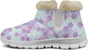 Женские зимние ботинки Howilath, ботильоны, противоскользящие, теплые зимние обувь, Purple Fish Scales