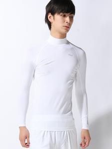 (M) FILA Однотонный компрессионный компрессионный топ с длинным рукавом и высоким воротником.