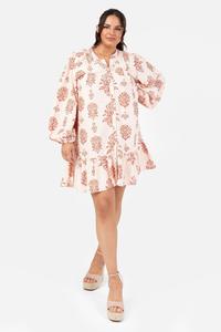 Кремовое мини-платье с длинными рукавами и ниспадающим низом Lovedrobe, бежевый