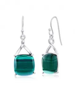 Серьги из стерлингового серебра или позолоченные квадратные серьги из стерлингового серебра с малахитом Caribbean Treasures, green