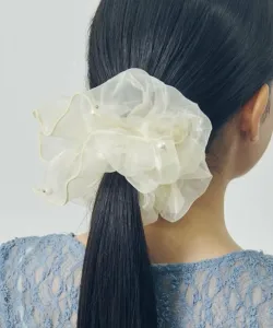 Прозрачная резинка для волос из органзы золотистого цвета 6250704 Goldy, цвет Wht