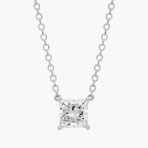 Подвеска с бриллиантом-солитером огранки «принцесса» из белого золота 14 карат (3/4 карата, два цвета — HI / SI1-SI2) Blue Nile