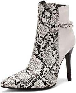 CoceMoce Женские ботильоны с заостренным носком на высоком каблуке, с животным принтом, короткие с боковой молнией, вечерние, для офиса, осень-зима