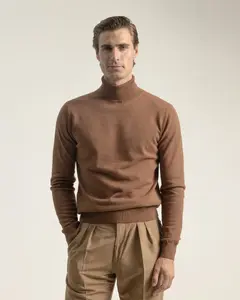 Мужской свитер с высоким воротником из хлопка PuroEgo, коричневый