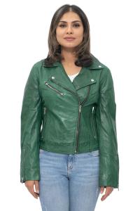 Кожаная классическая байкерская куртка brando баку Infinity Leather, зеленый