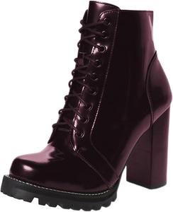 Женские ботильоны FOWT на высокой массивной подошве с кружевной шнуровкой, с округлым носком, на платформе, короткие, легкие, ковбойского стиля, повседневные, для осени, удобные, мягкие, для ходьбы, размеры 4-16 US, Dark Purple