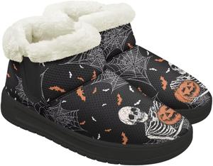 Женские и мужские зимние ботинки Forchrinse на Хэллоуин с меховой подкладкой, модные теплые ботильоны, Halloween Skull Pumpkin