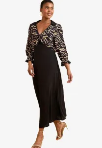 Длинное платье прямого кроя с принтом Love & Roses, Black Zebra