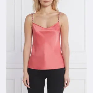 Атласный топ классической посадки cermila Hugo, розовый