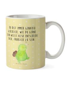 Детская кружка со свистком-черепахой и надписью в пастельно-желтых тонах Mr. & Mrs. Panda