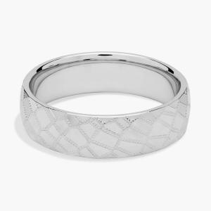 Полированное обручальное кольцо с мозаикой из 14-каратного белого золота (6 мм) Blue Nile