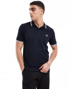 Темно-сине-белая футболка-поло с логотипом Fred Perry