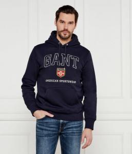 Толстовка мужская Gant с капюшоном и логотипом, синий