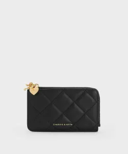 Кошелек Arrietty с подвеской в виде сердца и бантика, на молнии Charles & Keith, цвет Black