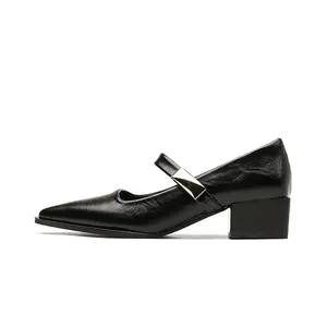 Туфли Мэри Джейн на массивном каблуке для женщин QITUMAUL, Black[Heel Height 4Cm]