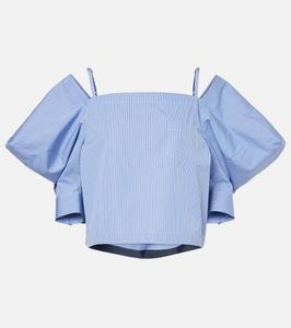 Полосатый топ из хлопкового поплина Sacai, Blue Stripe