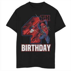 Футболка с рисунком Marvel Spider-Man Web Swing для мальчиков 8–20 лет на 4-й день рождения, черный