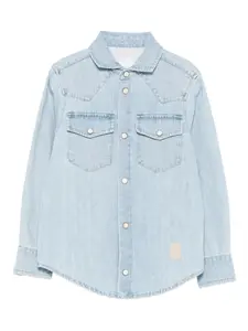 Джинсовая рубашка с нашивкой-логотипом Eleventy Kids, синий