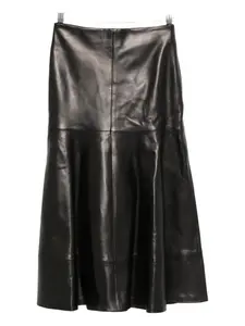 Кожаная юбка с расклешённым подолом Brandon Maxwell, черный