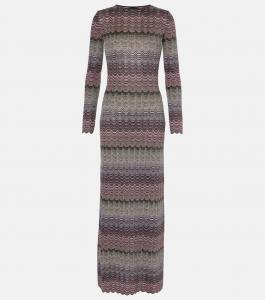 Платье макси из ламе с открытой спиной Missoni, цвет multicolor black, silver, rose