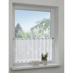 Шторка Bistrogardine Voile с вышивкой Одуванчик с люверсами 1 шт. с планкой для люверсов Sehlbach, белый