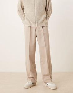 Элегантные широкие брюки со складками спереди в песочном цвете Asos Design