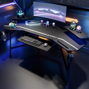 Компьютерный стол PSEAT Dark Night Battle Wing Alien, 180 см, черный, с выдвижной полкой для клавиатуры и полкой