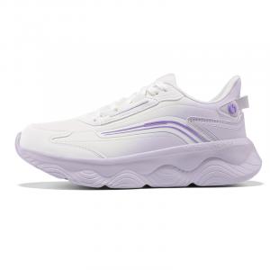 Прочные легкие амортизирующие низкие повседневные беговые кроссовки женские бело-фиолетовые 361° Feather White/Light Gray Purple