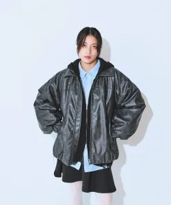 Винтажная кожаная пуховая куртка утепленная для зимнего тепла Jeanasis, цвет Black(09)