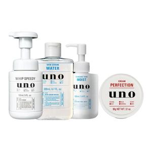 Набор для ухода за кожей из четырех средств: увлажающий тоник, питательный лосьон, крем для лица и очищающее средство для контроля жирности и увлажнения Uno