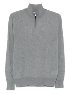 Шерстяной свитер с воротником на молнии Canali, серый