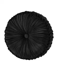 Декоративная подушка-болеро с пуговицами, круглая, 15 дюймов J Queen New York, black