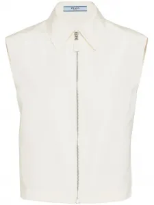 Рубашка на молнии без рукавов Prada, белый