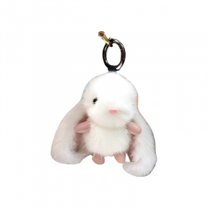 Ключница-брелок Cartoon Mink Rabbit, плюшевая кукла, высота 11 см KecoSweet, белый with gun черный charm ring