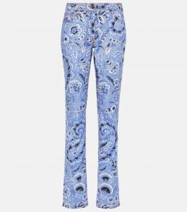 Джинсы скинни с высокой посадкой и принтом Etro, мультиколор