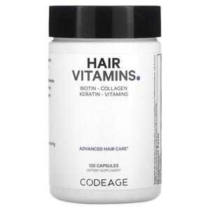 Витамины, для волос, биотин, коллаген, кератин Codeage Hair Vitamins , 120 капсул