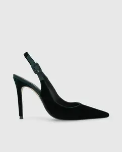 Женские туфли-лодочки на открытой пятке из бархата Lodi, темно-зеленый