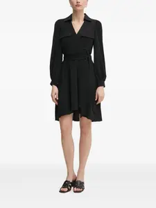 Платье мини с запахом и длинными рукавами DKNY, черный