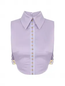Нагрудник из хлопка с воротником-рубашкой Elisabetta Franchi, фиолетовый