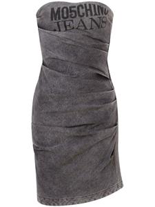 MOSCHINO JEANS платье без бретелей с логотипом, серый