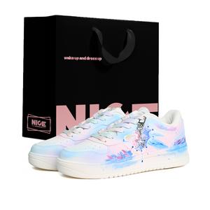 Расслабленные нескользящие амортизаторы с устойчивостью к истиранию лоу-топ скейтборд обувь women's ANTA, синий/розовый