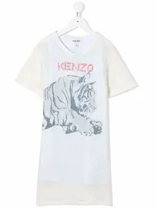 Платье-футболка с принтом Kenzo Kids, нейтральный