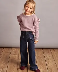 Джемпер свободного кроя с оборками и контрастными деталями для девочки Coconut El Corte Inglés, лиловый