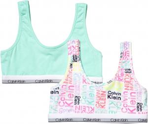 Комплект из 2 бюстгальтеров-бралеттов Calvin Klein Girls Modern Cotton, Teal/Signature White