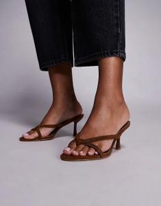 Босоножки-мюли на каблуке Simmi London Martina из светло-коричневой замши