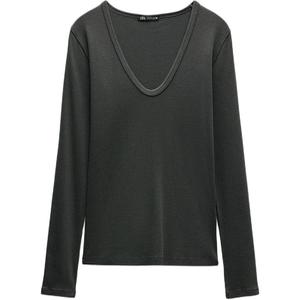 Футболка с рукавом дроп-шоулдер женская ZARA, Carbon