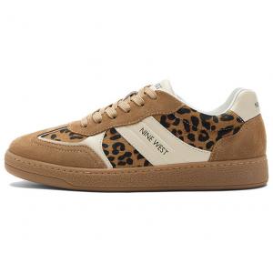 NINE WEST Низкие женские кроссовки для скейтбординга, коричневые, абрикосовые, с леопардовым принтом