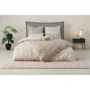 Двустороннее постельное белье andas «JULIE», постельное белье с елочками, хлопок, зима, от 135х200, бежевый