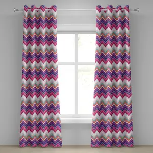 Угловая штора ABAKUHAUS с люверсами, зигзагообразный узор, разные цвета, с изменяемым углом наклона, эффектный рисунок, декоративные двухпанельные шторы, 280 см x 225 см, разноцветные