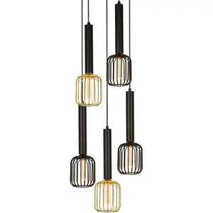 Подвесной светильник Dulwich 5Lt Multi-Drop Pendant - черный металл E27 1 шт. Searchlight, Matt Schwarz
